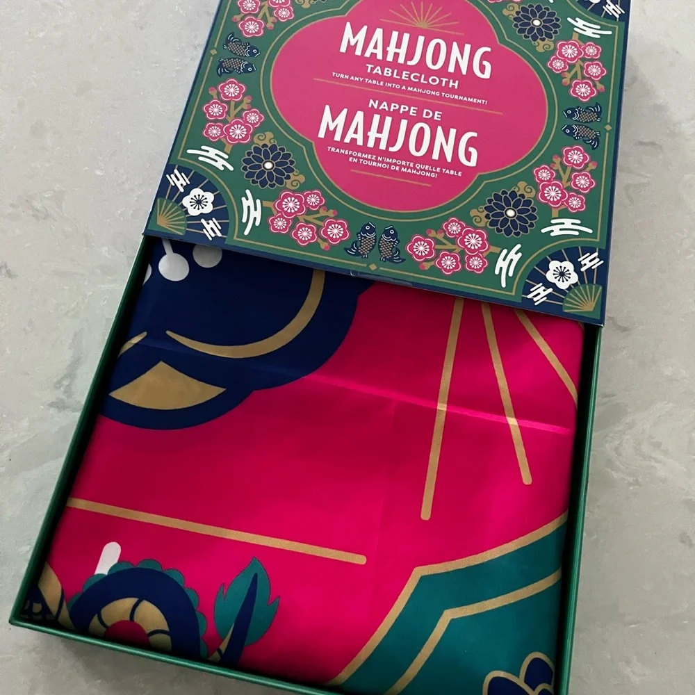 Mahjong Tablecloth - Green & Pink Decorative Game Cloth